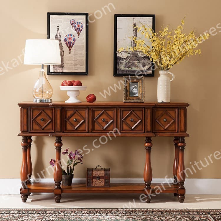 Small Furniture Console Table With 3 Drawers